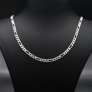 3.5 MM Figaro Chain Necklace 925 Sterling Silver , Handmade Figaro Chain Necklace, Birthday Gift
