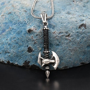 Battle Axe Silver Necklace, 925 Sterling Silver Ring, Axe Charm With Chain, Handmade Turkish Necklace, Birthday Gift
