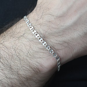 4MM Anchor link Chain Bracelet, 925 Sterling Silver Bracelets, Handmade Bracelets