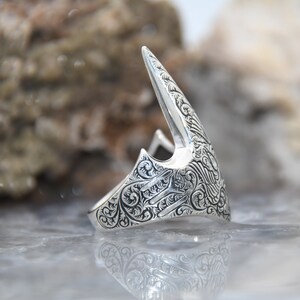 Solid 925 Sterling Silver IYI Kayi Tribe Archer Thumb Ring For Men | Adjustable Size (US 10.5-14) | Turkish Made, Gift Box - View #2