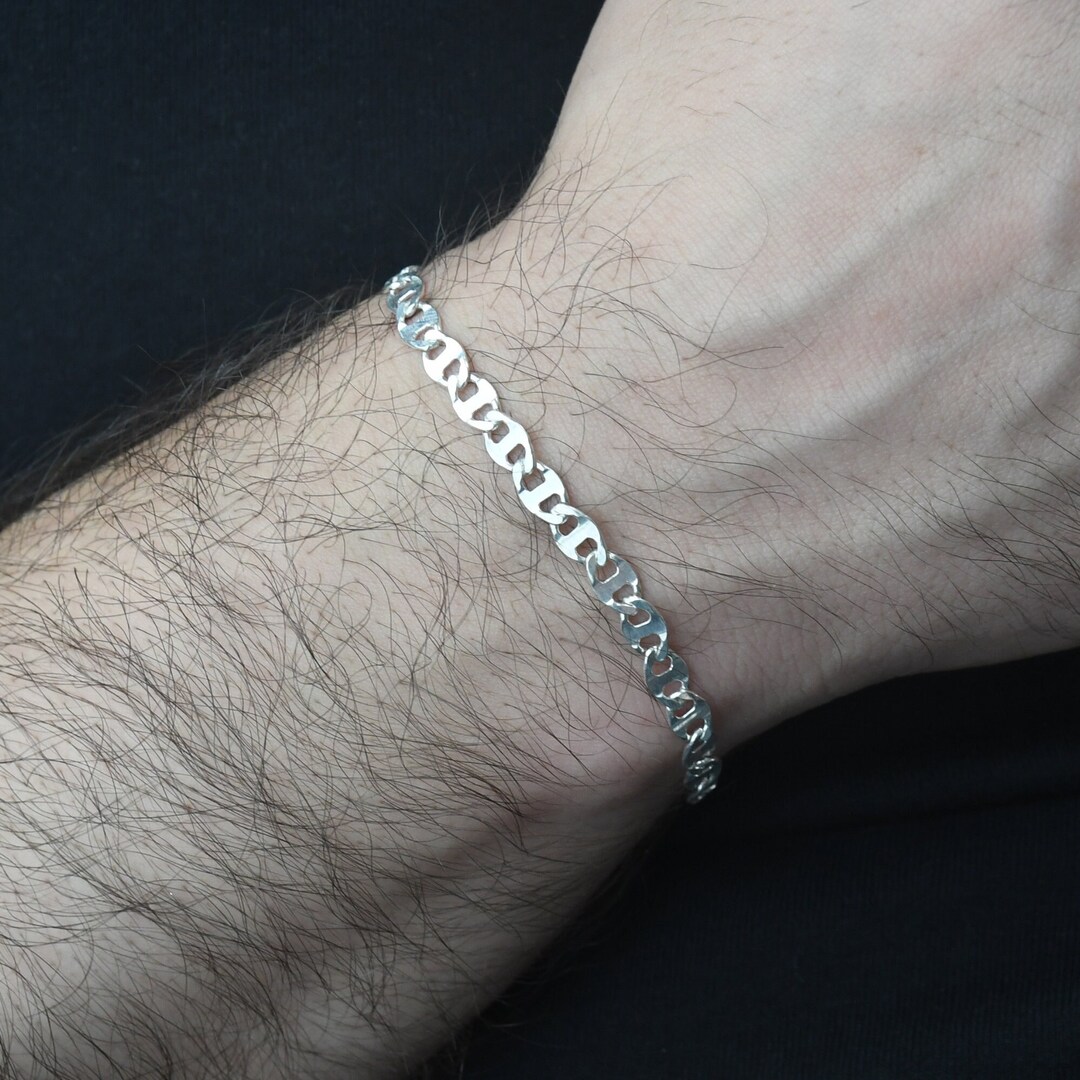 5MM Anchor Link Chain Bracelet, 925 Sterling Silver 5MM Anchor Link Chain Bracelet, 925 Sterling Silver