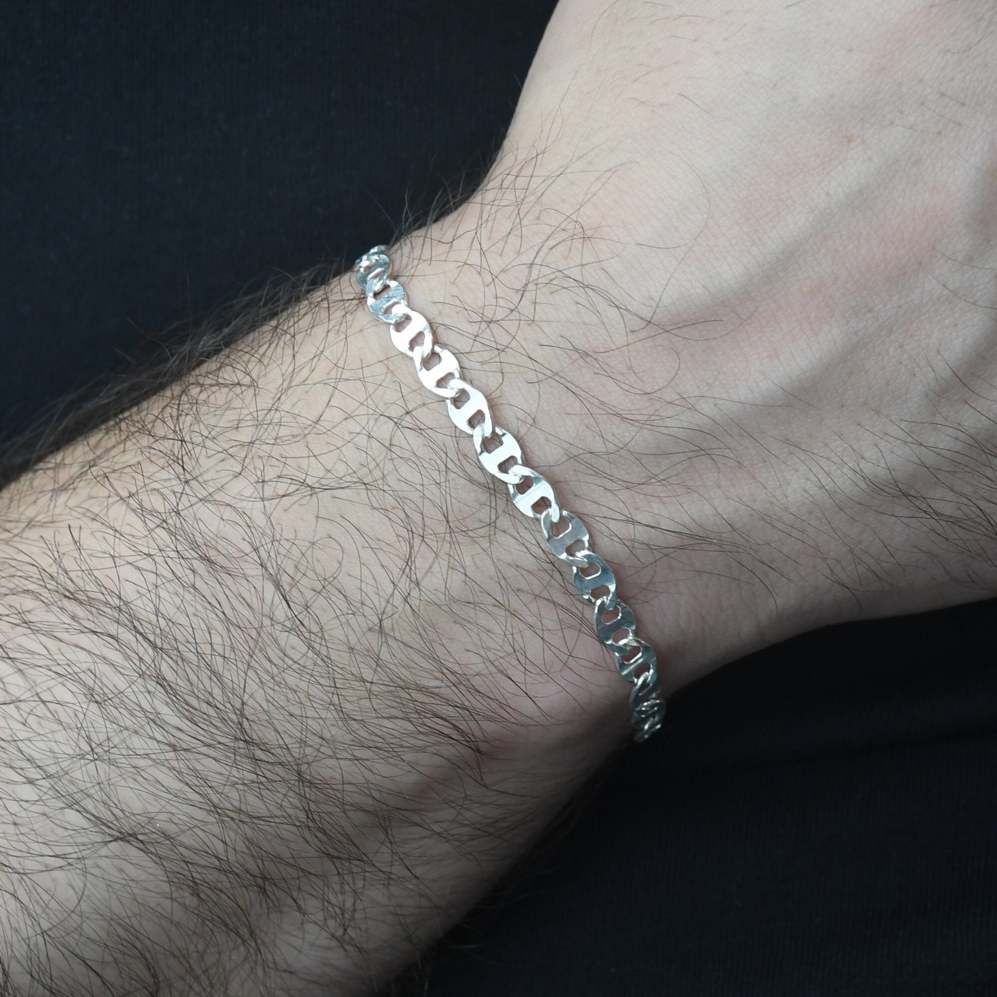 5MM Anchor Link Chain Bracelet, 925 Sterling Silver 5MM Anchor Link Chain Bracelet, 925 Sterling Silver