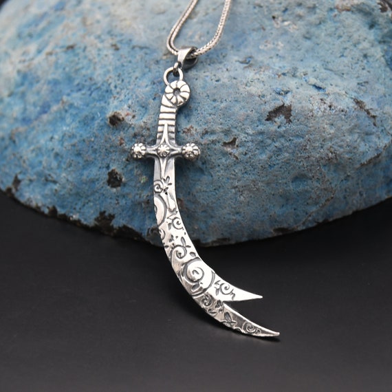 Zulfiqar Silver Necklace , Ali Zulfiqar Sword Necklace, 925