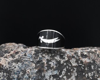 Zulfiqar シルバー メンズリング、エナメルリング、Ali's シルバー