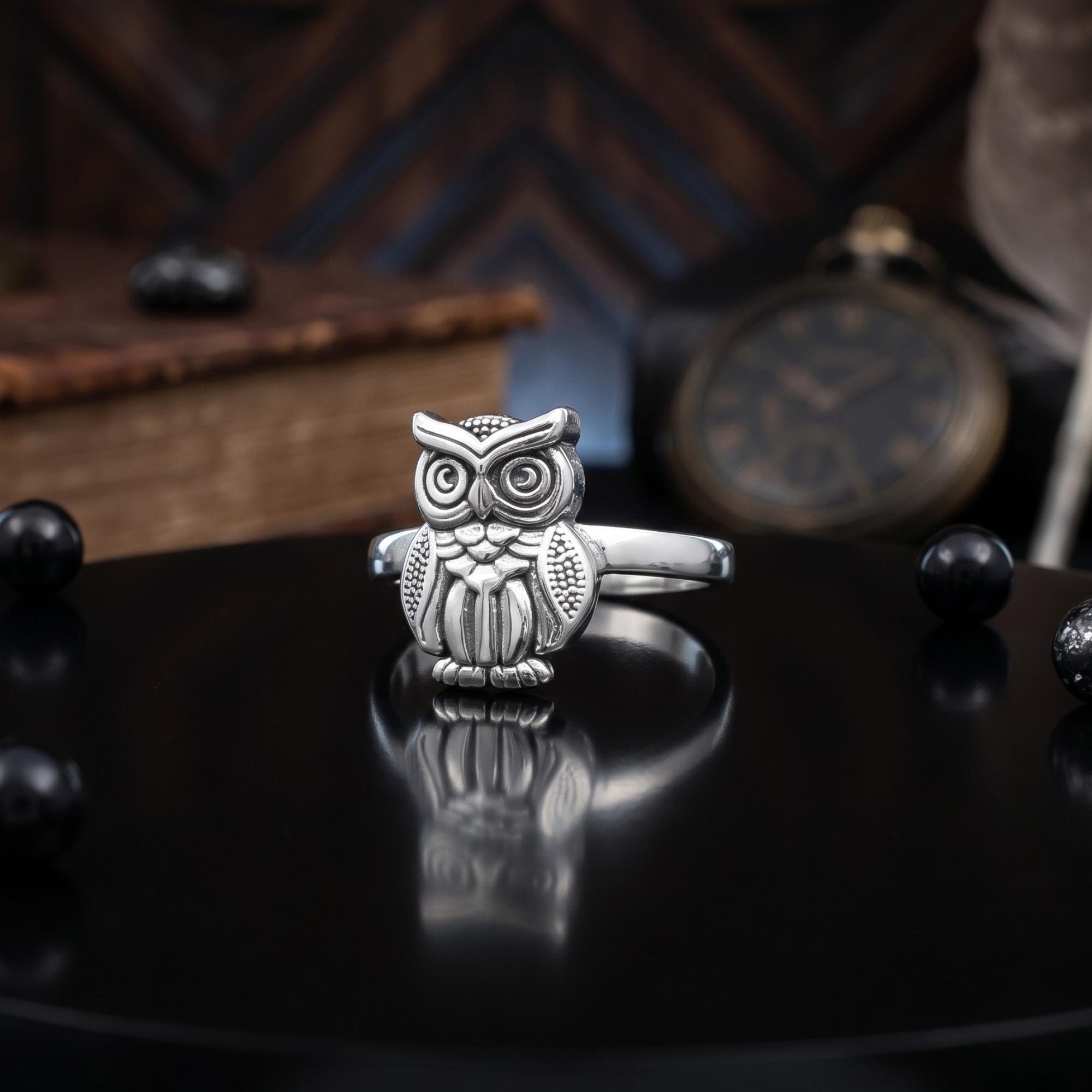 Owl Design Unisex Silver Ring, 925 Sterling Silver Ring, Gift for Him, Gift fer Her, Owl Ring, Handm