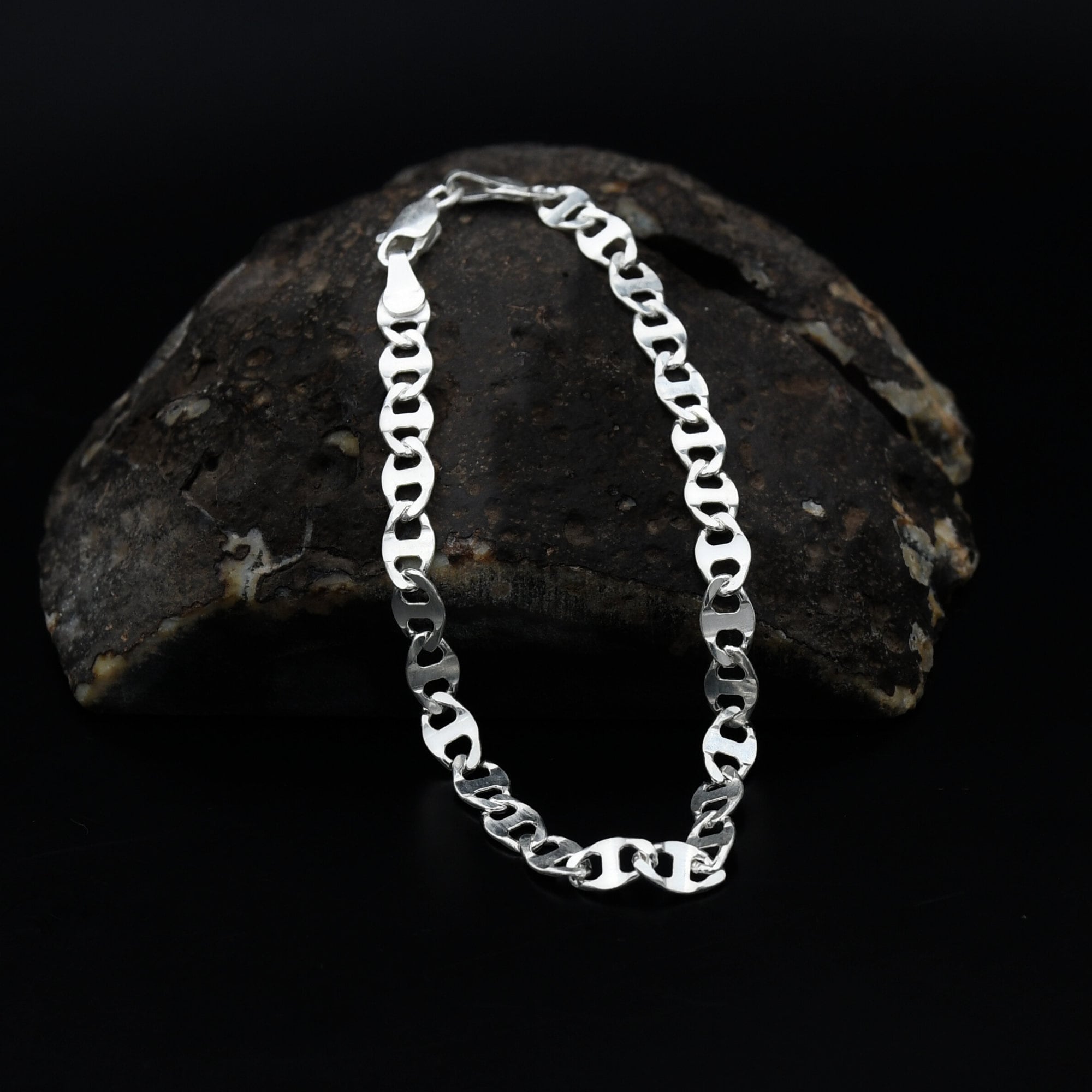 5MM Anchor Link Chain Bracelet, 925 Sterling Silver 5MM Anchor Link Chain Bracelet, 925 Sterling Silver