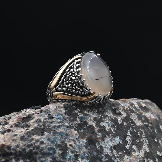 Buy Original Yemen Agate Gemstone Silver Ring, Yemeni Stone Men