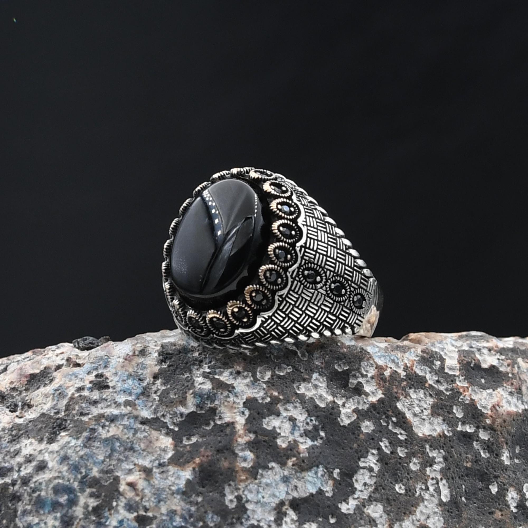 Black Onyx Gemstone Ring, Modern Men Ring, Best Men Accessory