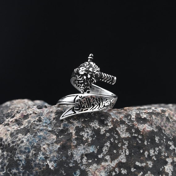 Ali's Zulfiqar Sword Ring, 925 Sterling Silver Ring, Adjustable
