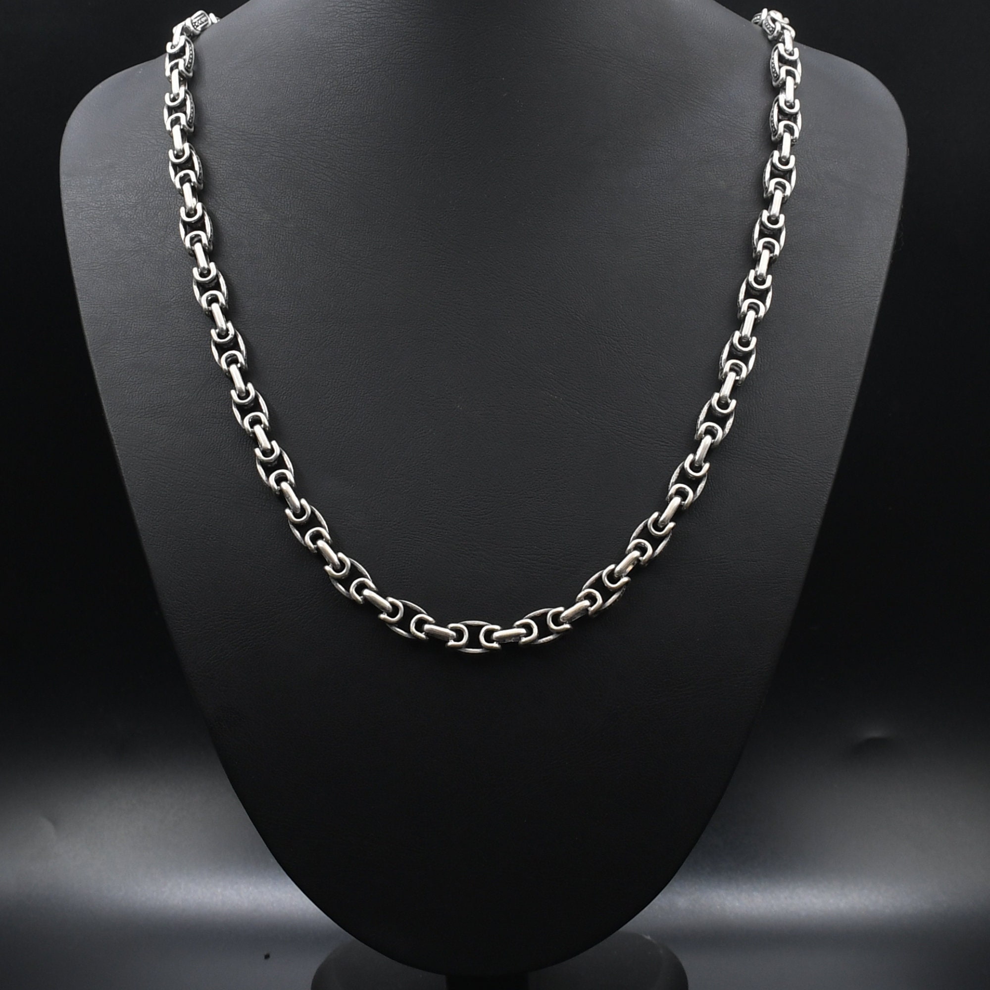 アクセサリー Vintage Silver Anker Chain Necklace 925 925 Sterling Silver Anchor Chain Necklace , Handmade Cable