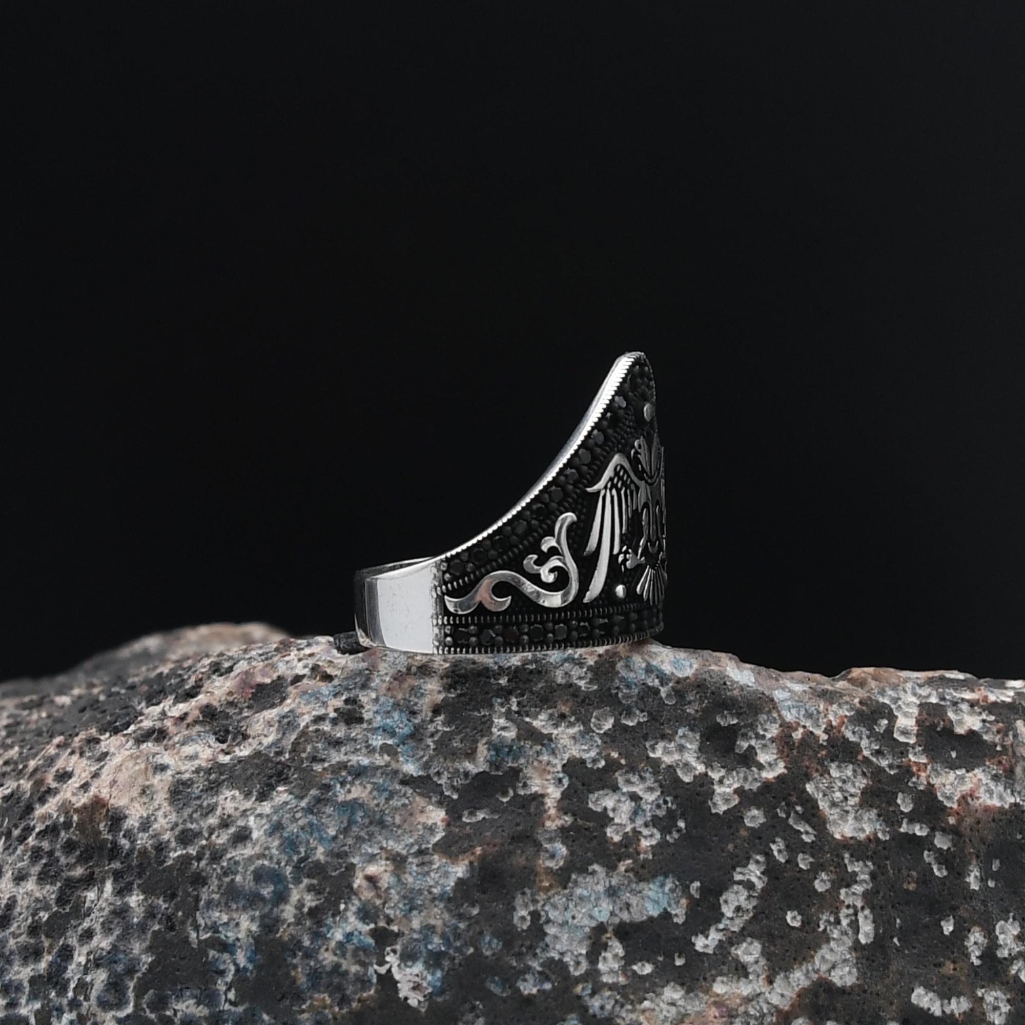 Anello Regolabile Aquila Vintage – Colore Argento 925, Gioiello Uomo Donna, Regalo Senza Pietra