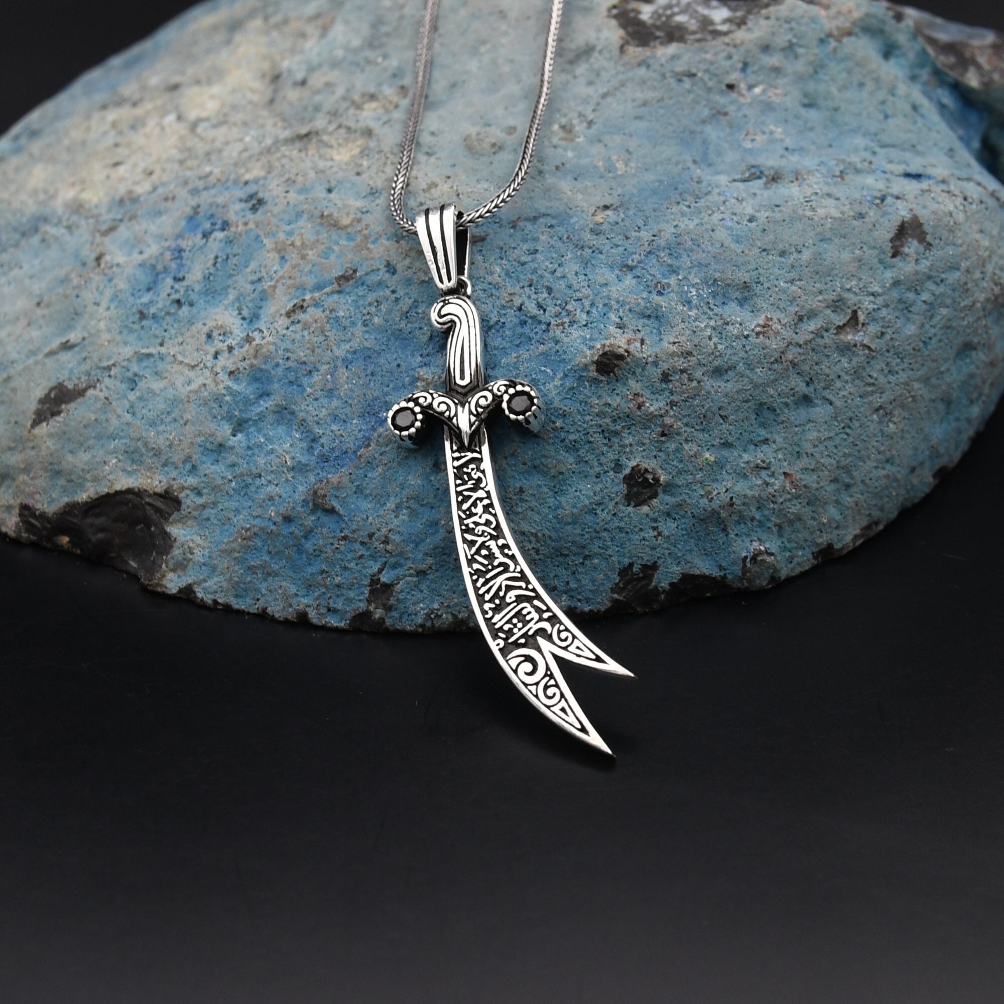 Ali Zulfiqar Sword Design Pendant, 925 Sterling Silver Necklace