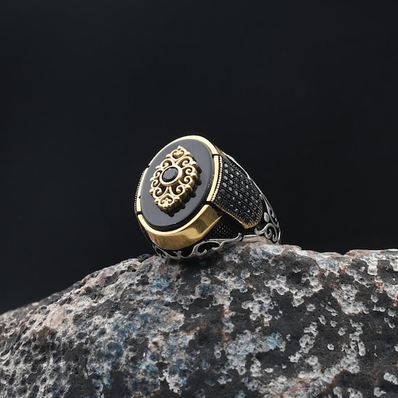 Black Onyx Gemstone Ring, Handmade Ring, 925 Sterling Silver Ring