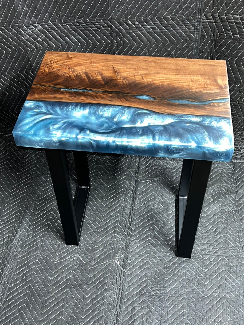 Walnut and Epoxy End Table Etsy