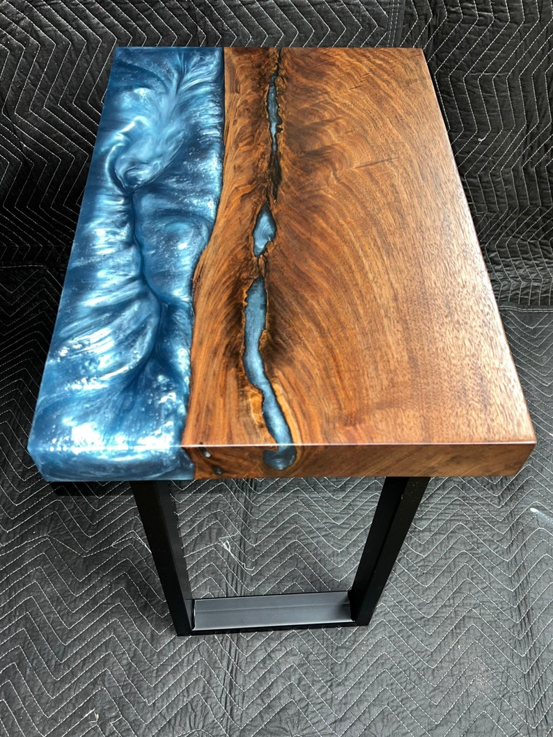 Walnut and Epoxy End Table Etsy