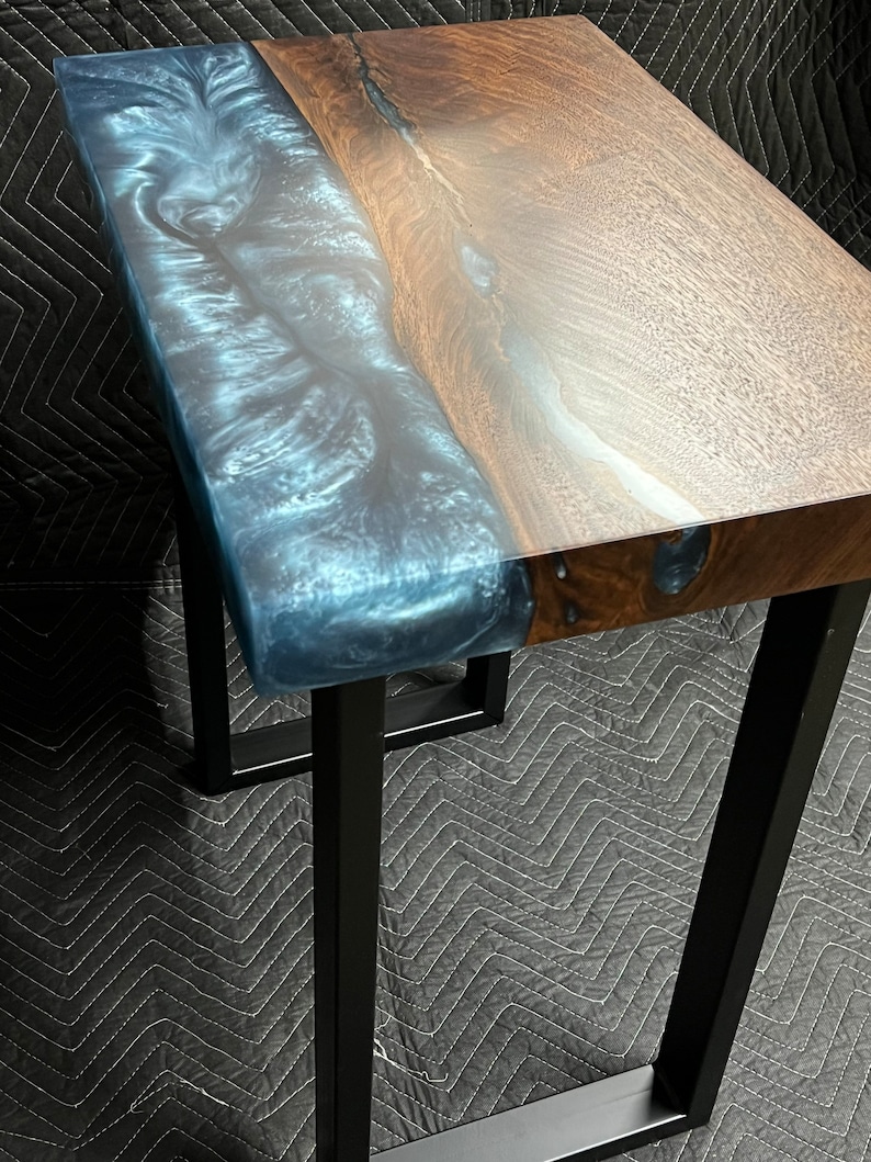 Walnut and Epoxy End Table Etsy