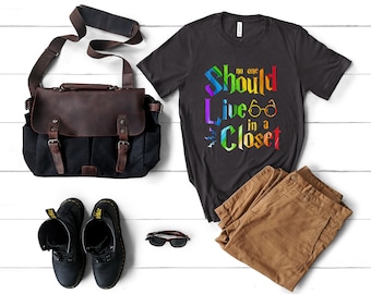 No One Should Live In A Closet T-Shirt, Ally T-Shirt, Rainbow Pride T-Shirt, LGBTQ T-Shirt, Gay Pride T-Shirt, Ally Pride T-Shirt, Pride Tee