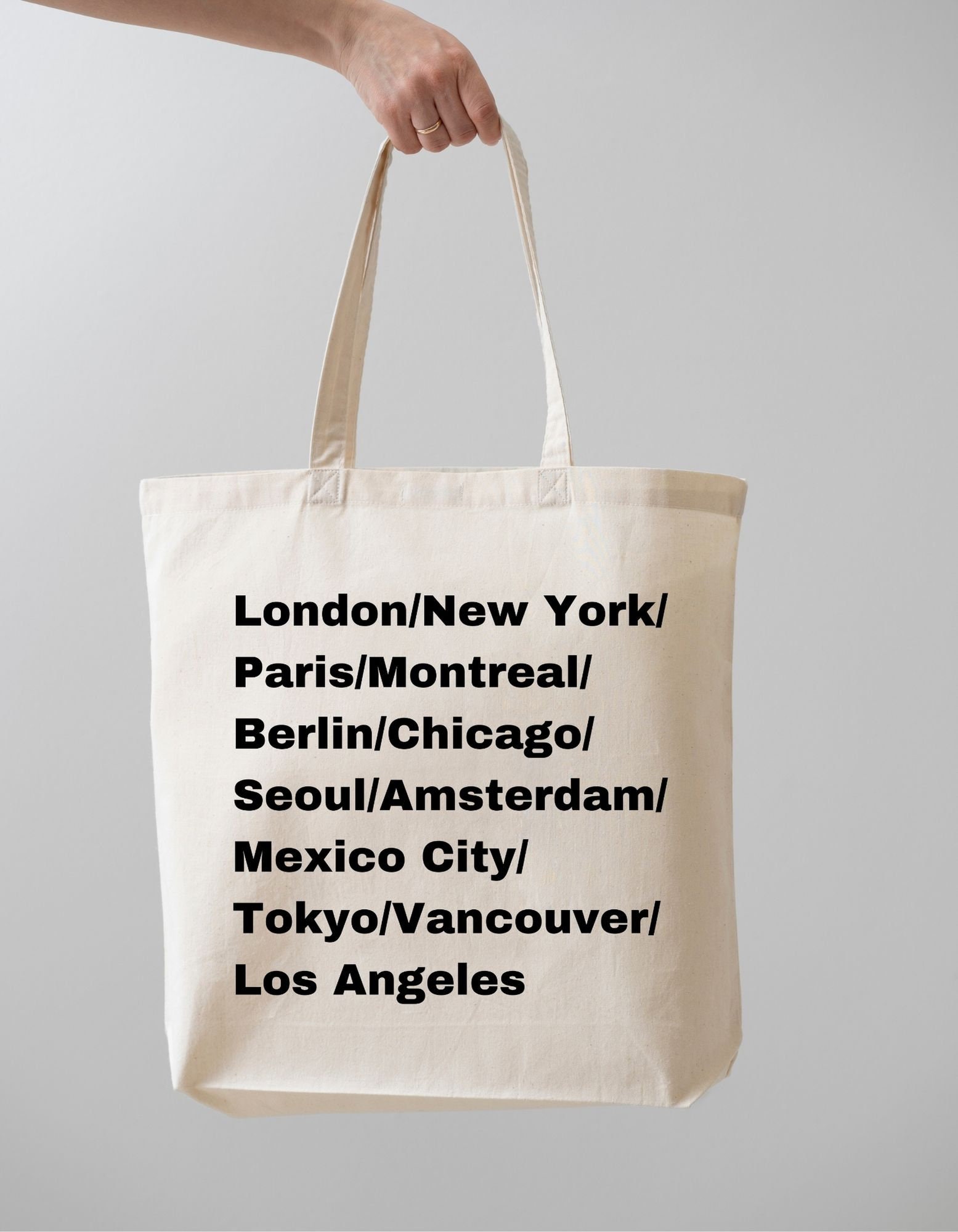 London Paris New York City Name Canvas Tote Bag, Book Bag