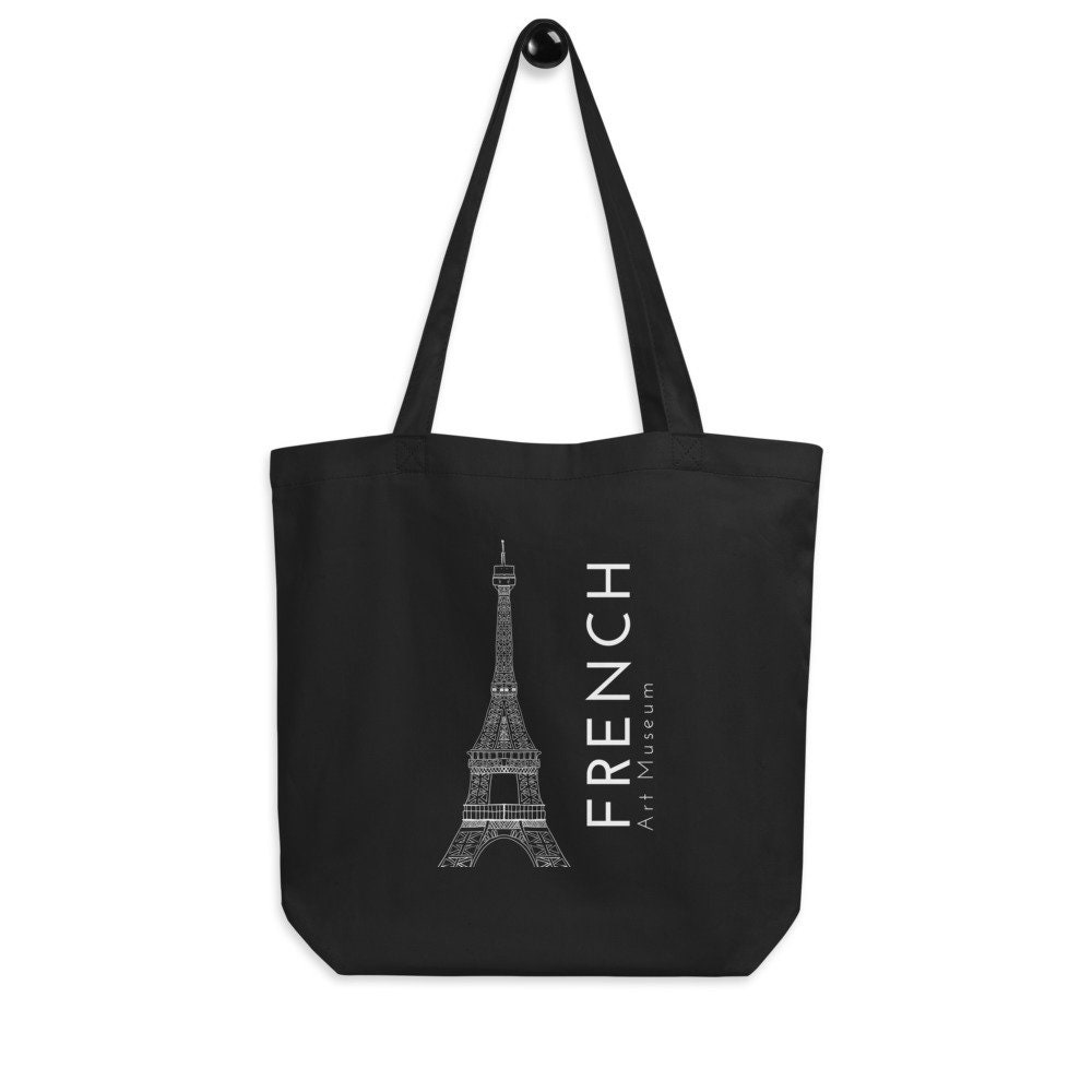 French Art Museum Black Eco Tote Bag, French Style, Art Bag, Art Tote