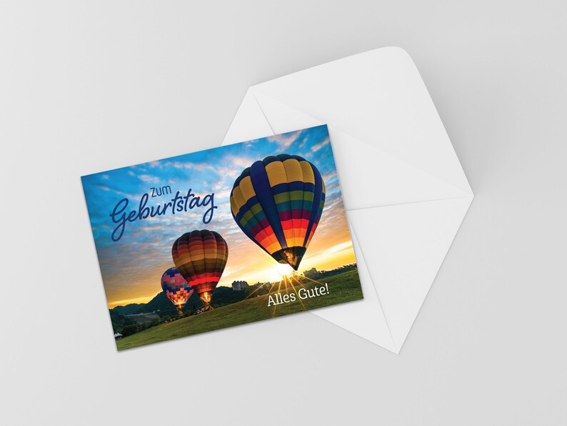 German Birthday Card Zum Geburtstag Alles Gute hot Air Balloons - Etsy