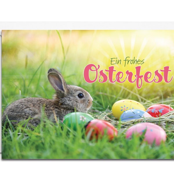 German Easter Card - Ein frohes Osterfest (Bunny with Easter eggs)