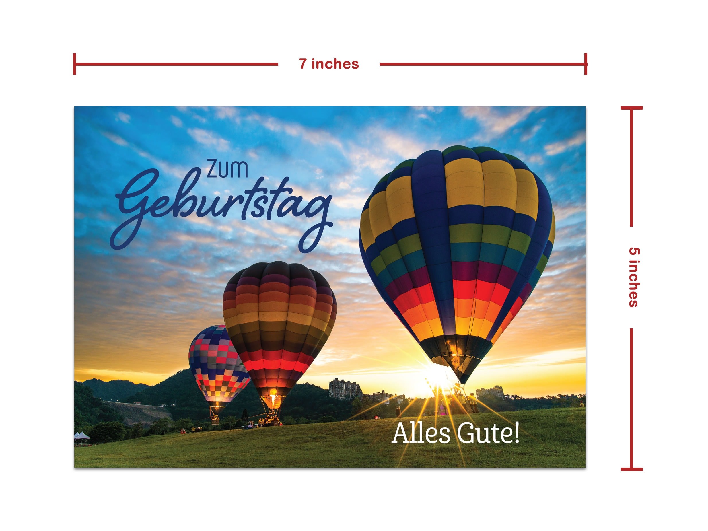 German Birthday Card - Zum Geburtstag Alles Gute (hot Air Balloons) - Etsy