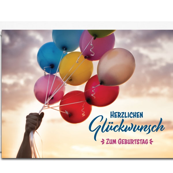 German Birthday Card - Herzlichen Glückwunsch zum Geburtstag (Colorful Balloons)
