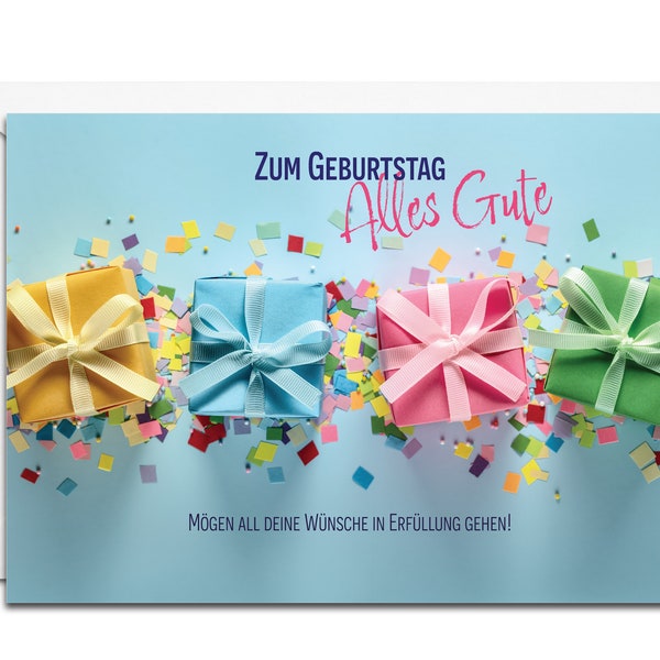 German Birthday Card - Zum Geburtstag Alles Gute (Colorful Birthday Gifts)