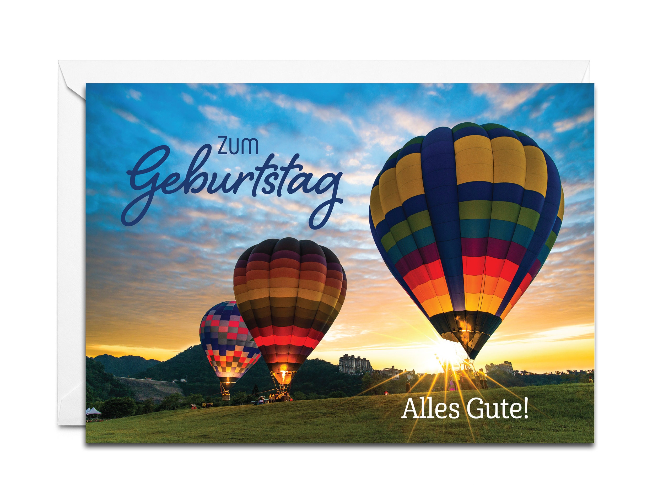 German Birthday Card Zum Geburtstag Alles Gute (hot Air Balloons) Etsy