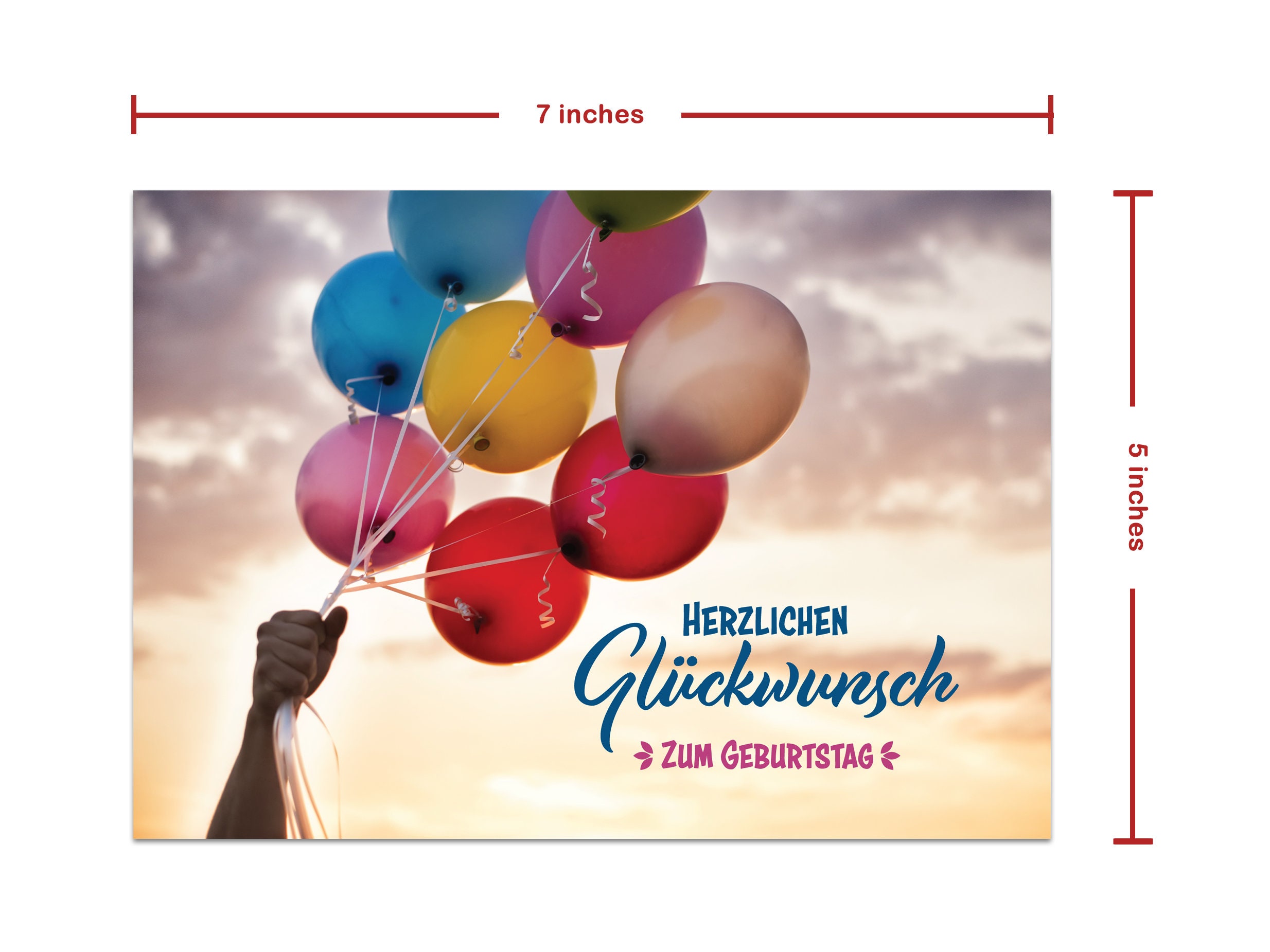 German Birthday Card Herzlichen Glückwunsch Zum Geburtstag (colorful
