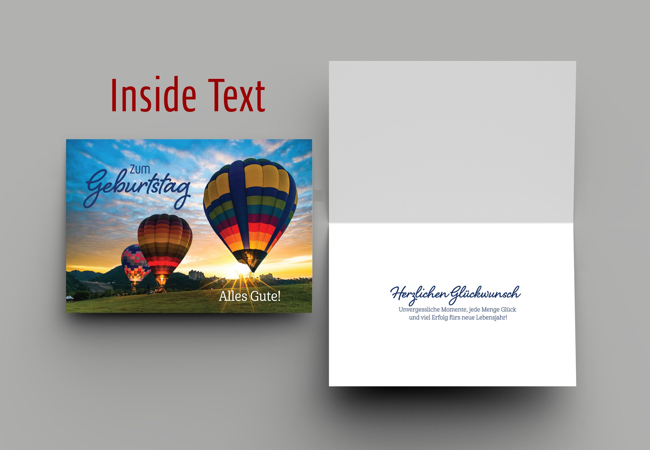 German Birthday Card - Zum Geburtstag Alles Gute (hot Air Balloons) - Etsy
