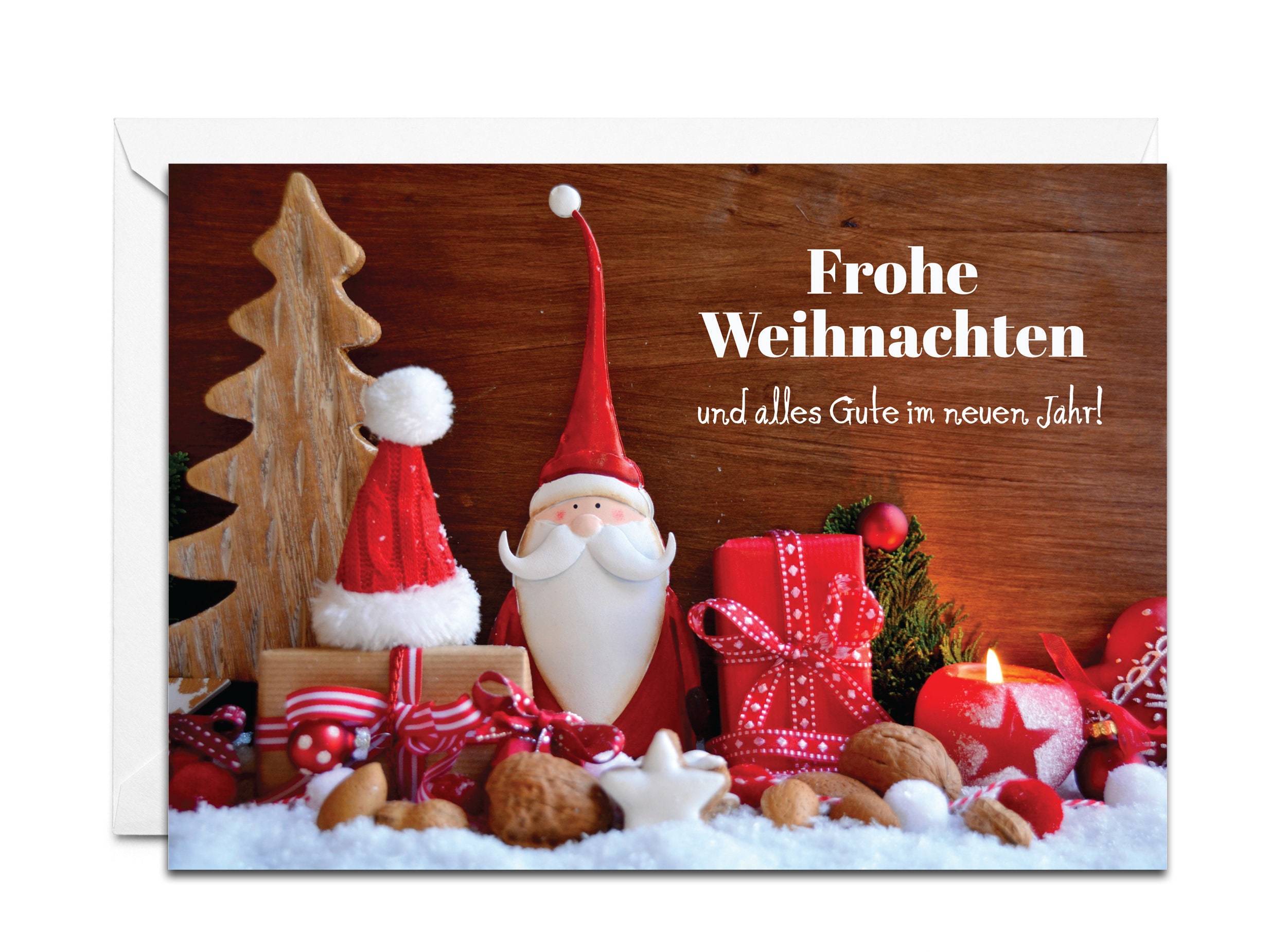 German Christmas Card - Frohe Weihnachten (santa Surrounded by Gifts ...