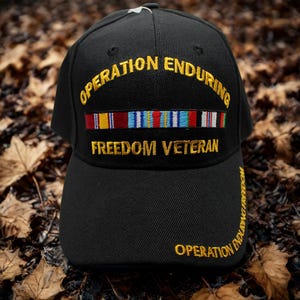 Operation Enduring Freedom Veteran Hat. Embroidered  Veteran Cap. Operation Enduring Freedom Cap. Veteran Gift. Military Veteran Black Hat
