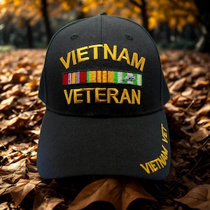 Vietnam Veteran Hat. Embroidered Military Cap with Service Ribbon. Vietnam War Vet Honor Cap. Veteran Gift for Men. Military Baseball Hat