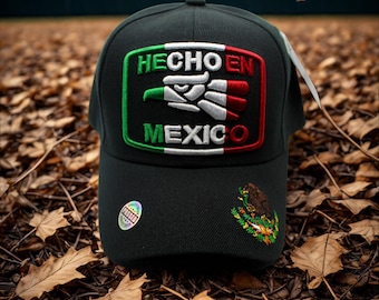 Gorra de béisbol mexicana negra, ajustable, con orgullo mexicano, bordada. Gorra de béisbol mexicana. Gorra de México.