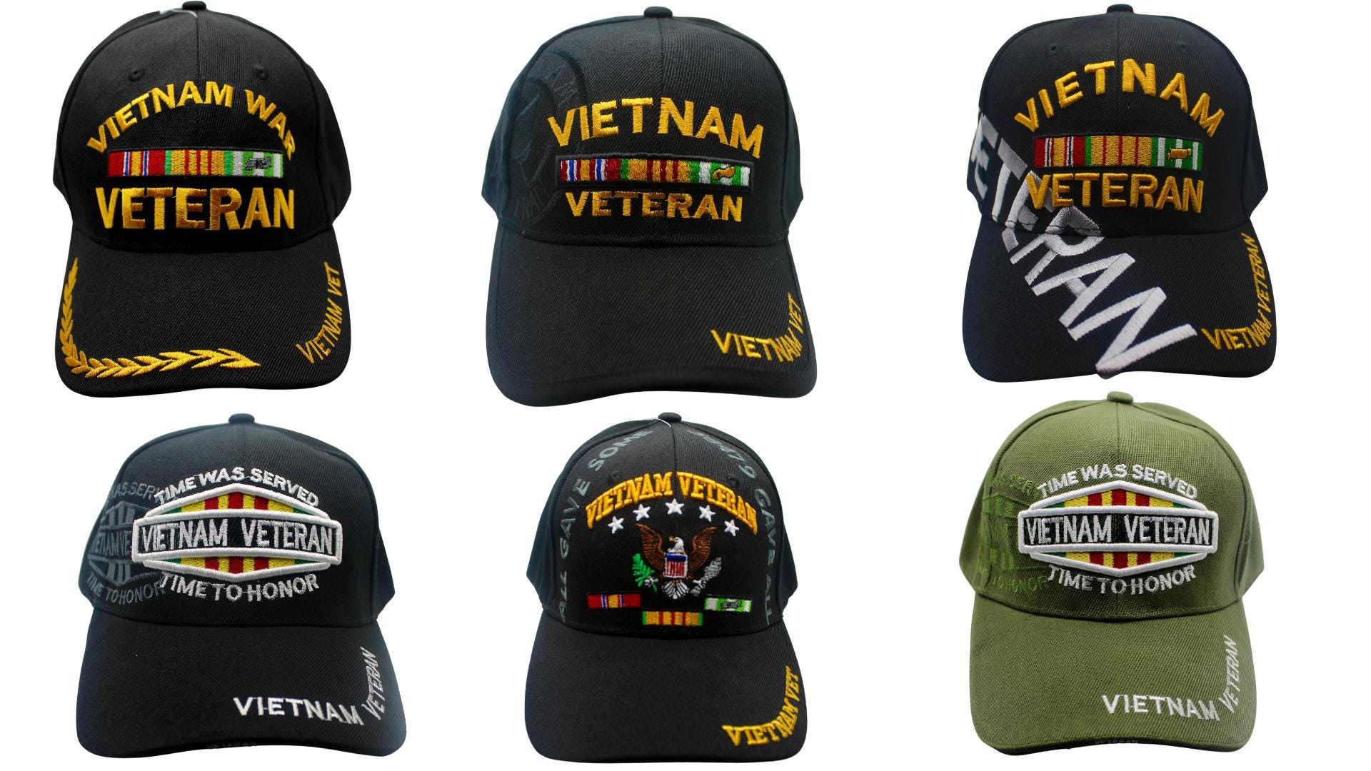 Vietnam Veteran Embroidered Military Cap With Service Ribbon