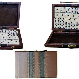 1 Domino Set. 1 Luxury Domino Set in Faux Leather Case. 1 Brand New Double Six Dominoes. Classic Family Game Night Portable Travel Game Gift
