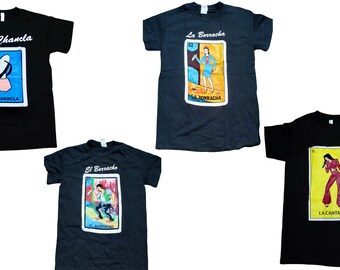 Camiseta La Cantante. Camisa La Chancla. Camisa La Borracha. Camisa El Borracho. Camiseta inspirada en la tarjeta de Lotería.  Camiseta negra unisex. Regalo para papá