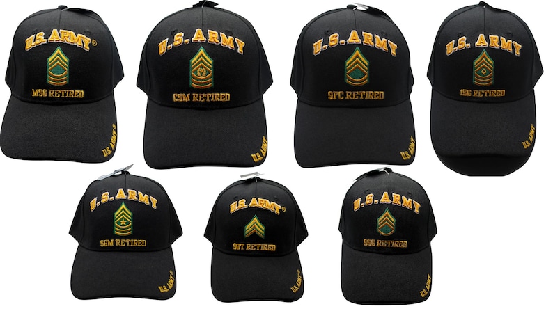 Ssg Cap U.S. Army Retired Hat – Black Army Veteran Cap – Army Rank Options: Sgt ...