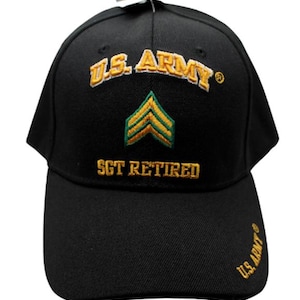 Ssg Cap U.S. Army Retired Hat – Black Army Veteran Cap – Army Rank Options: Sgt ...