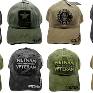 Army Hat. Vietnam Veteran Baseball Cap. U.S Army Military Hat. Embroidered Veteran Hat. Adjustable Army Cap. Gift for Dad. Sold Separately