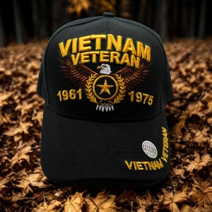 Vietnam War Veteran Hat. Vietnam Veteran Military Cap. Vietnam War Veteran Honor Cap. Veteran Day Gift. Vietnam 1961-1975 Veteran Black Hat