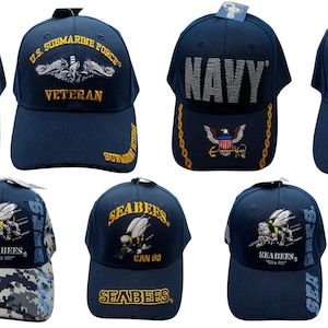 U.S Navy Hat– Submarine Service, Seabees, Naval Aviation, Navy Veteran Cap. Military Hat. Officially Licensed Navy Embroidered Veteran Hat