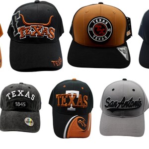 Texas Longhorn Embroidered Hat – Texas Baseball Cap –San Antonio Hat. Western Snapback – Unisex Rodeo Hat – Cowboy Cap (Sold Separately)