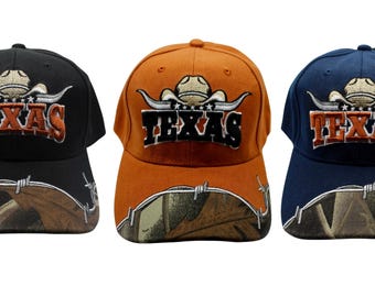 Texas Longhorn Trucker Hat – Embroidered Texas Baseball Cap – Black, Orange or Blue Snapback. Western Ranch Hat (Sold Separately). Texas Hat