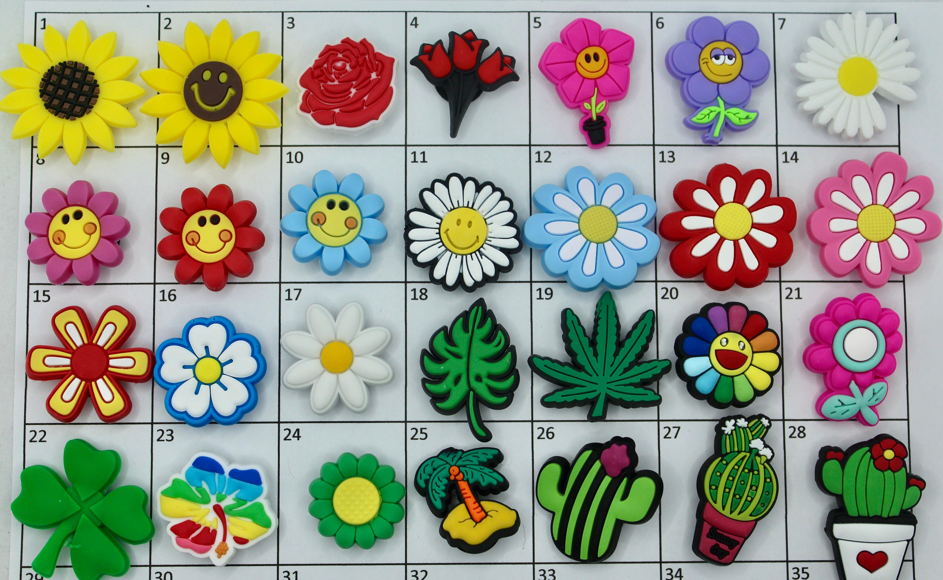 sunflower shoe charms. Cute flowers charms. Smile Flower charm. For F…