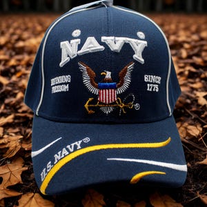 US Navy Defending Freedom Since 1775 Cap. U.S Navy Hat. USN Baseball Cap. Blue Navy Veteran Military Hat. Navy Blue Hat. Navy Baseball Hat