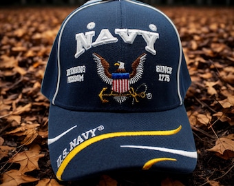 アメリカ海軍の帽子。アメリカ海軍の刺繍入りキャップ。アメリカ海軍の