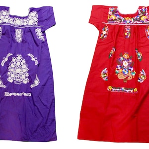 Mexican Puebla Embroidered Dress. Size Small. Handmade Floral Puebla Dress. Boho Ethnic Summer Dress. Mexican Fiesta Outfit. Sold Separately