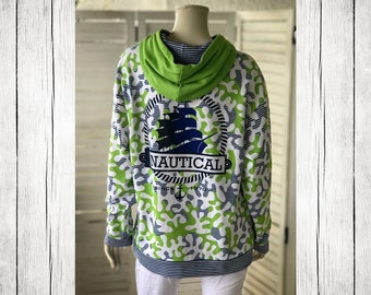 Hoodie | Nautic Camouflage | green (all over print)